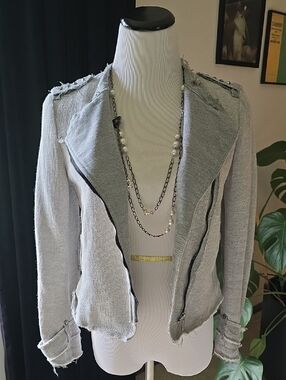 Zara Sz S Women's Moto Jacket with Raw Edge Detail